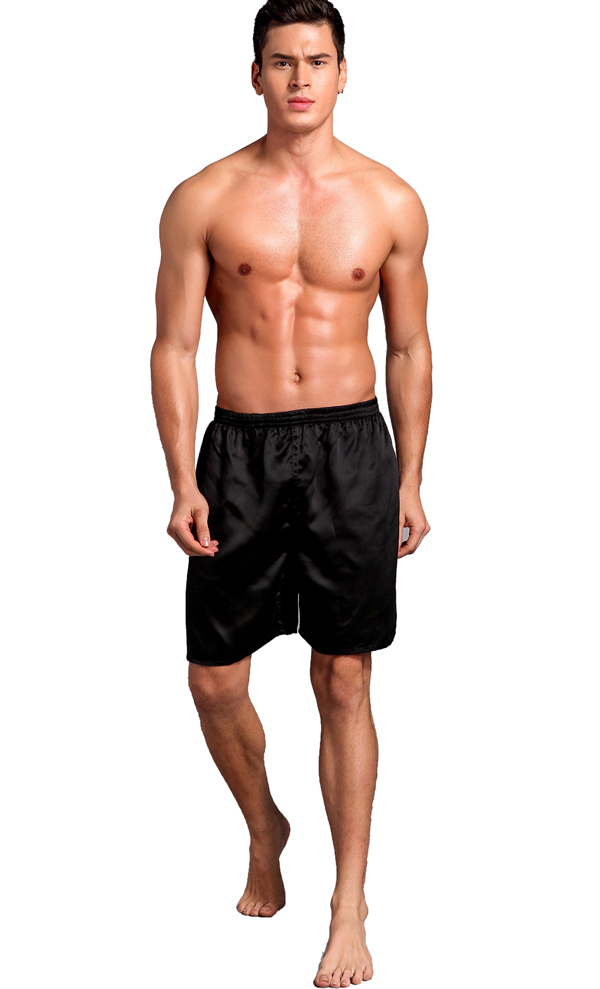 

Solid Men's rayon Silk Boxers Underwear Homewear shorts 20PCS/LOT#2256, Black