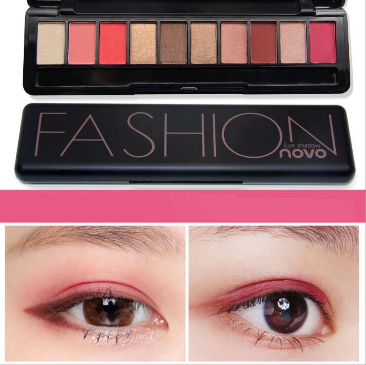 

NOVO 5077 model 10 different colors eye shadow MATTE + SHIMMER fashion eyeshadow with brush and retail packing., 10 colors