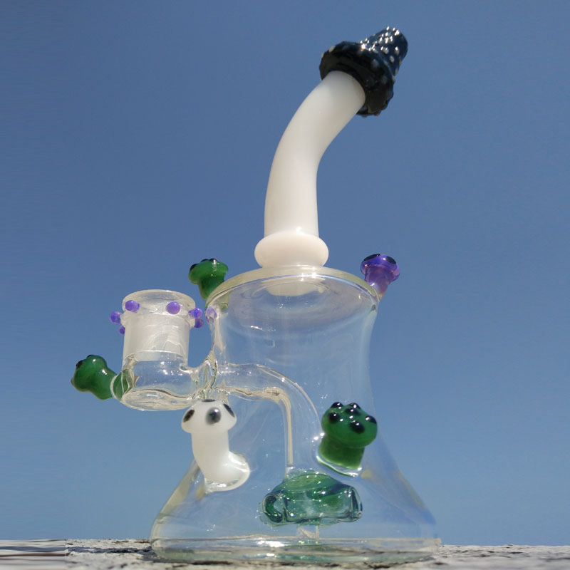 Mushroom trip banger hanger thick glass bong glass water pipes 14.4mm female joint-image-404087571