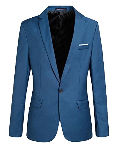 

Wholesale- Abetteric Mens Notch Lapel Patch Pure Color Single Button Blazer, Black