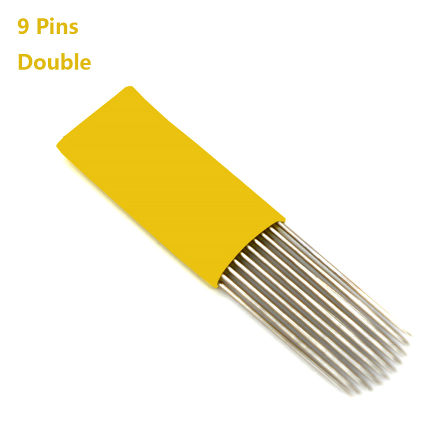 

50 PCS 9 Pin Double Row Fog Eyebrow Tattoo Needles Microblading Needles Eyebrow Permanent Makeup Supplies