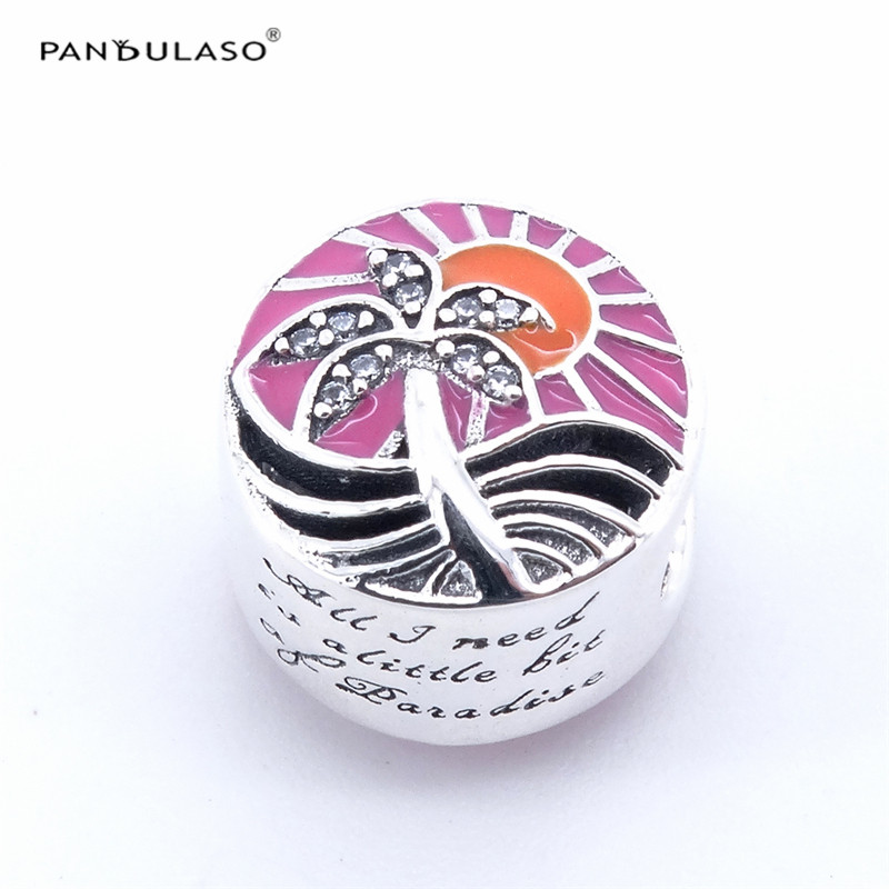Paradise Sunset Beads Sterling-Silver Jewelry For Woman Gift Fits Pandora Bracelet Charms DIY Europe New Love Collection-image-401736765
