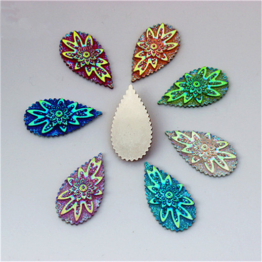 

50Pcs 16*30mm AB Color Resin Rhinestones Drop Pear shape Flatback Beads Resin Crystal Stones Buttons Decoration ZZ531