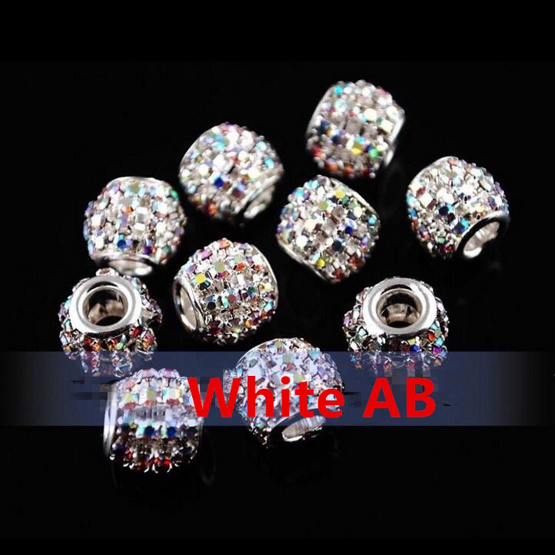 

50pcs/Lot Fashion Hollow Silver plated Clear AB Rhinestone metal Beads for Jewelry Making DIY Beads for Bracelet Wholesale in Bulk Low Price, Black