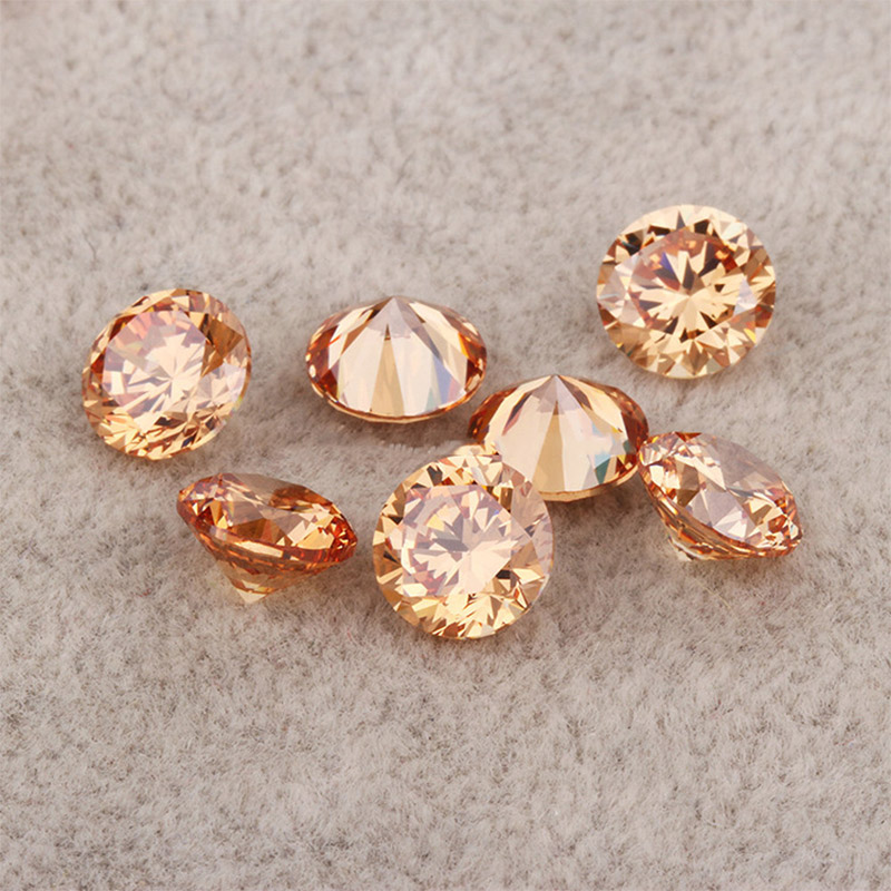 

High Quality Machine Cut Champagne Color 3A Cubic Zirconia Big Size 7-20mm Round Synthetic Loos Stone For Jewelry Making 200pcs/lot