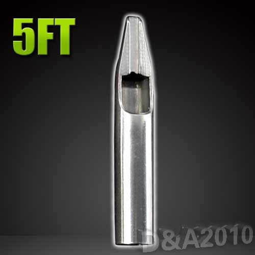 

Wholesale-1x 5FT Professional Top Grade 304 Stainless Steel Tattoo Nozzle Flat Tip For Machine Grip Ink Supply High Quality Nice Design
