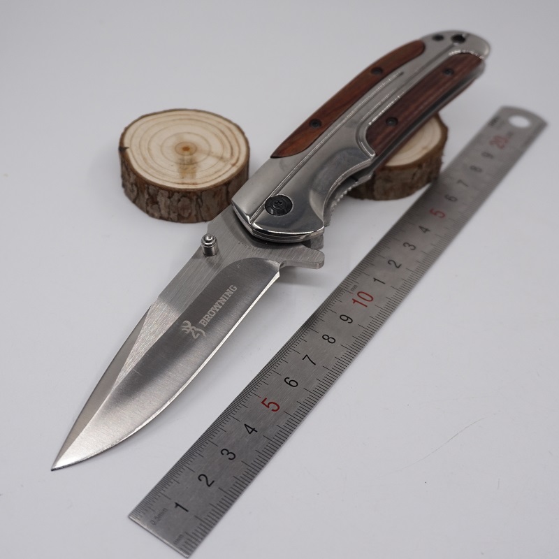 

Browning DA43 Folding Knife Mirror Light Tactical Knife 3Cr13 Blade Wooden Handle Pocket Camping Tool Fast Open Hunting Survival Knives