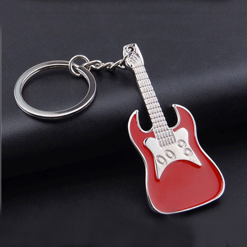 

Musical Instrument Key ring Enamel guitar keychain holders Bag hangs Charms fashion jewelry Accessories Drop ship 240238, Silver