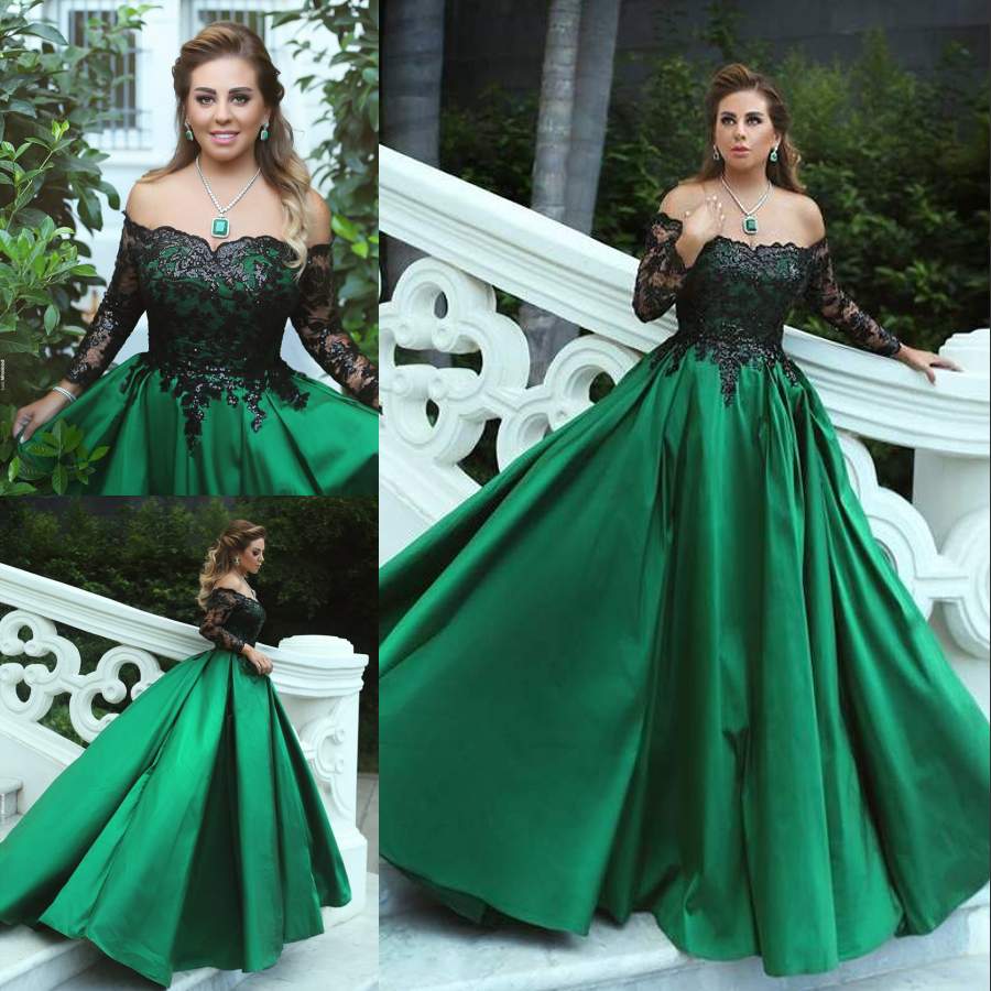 

Hunter Black Sequined Formal Dresses Evening Wear With Long Sleeves Appliques A-Line Evening Gowns Sweep Train Prom Dress, Coral