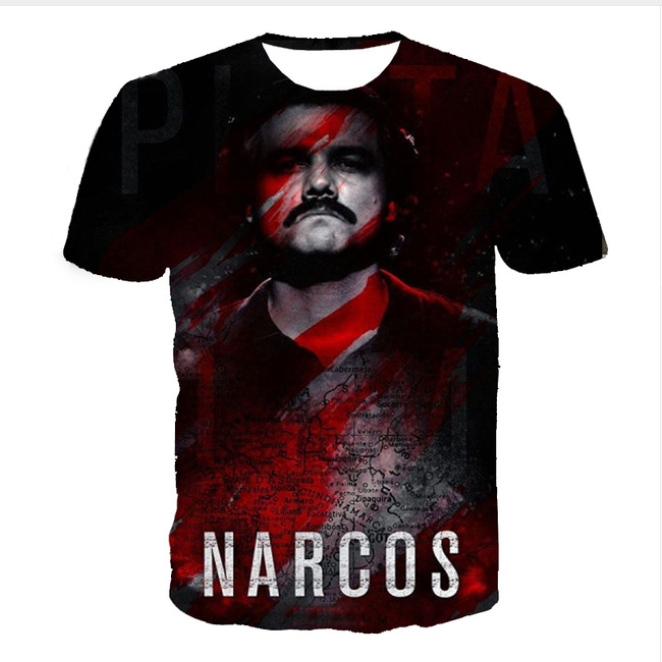 

Summer Style Newest Fashion Mens/Womens Narcos Pablo Escobar Funny 3D Print Casual T-Shirt ABCQ00171, Multicolor