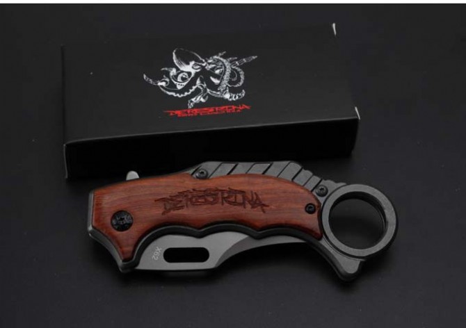 

Silver NEW Karambit X62 folding knife 5cr15MOV blade steel+wood handle 57HRC gray titanium surface black gift box packing claw EDC tools