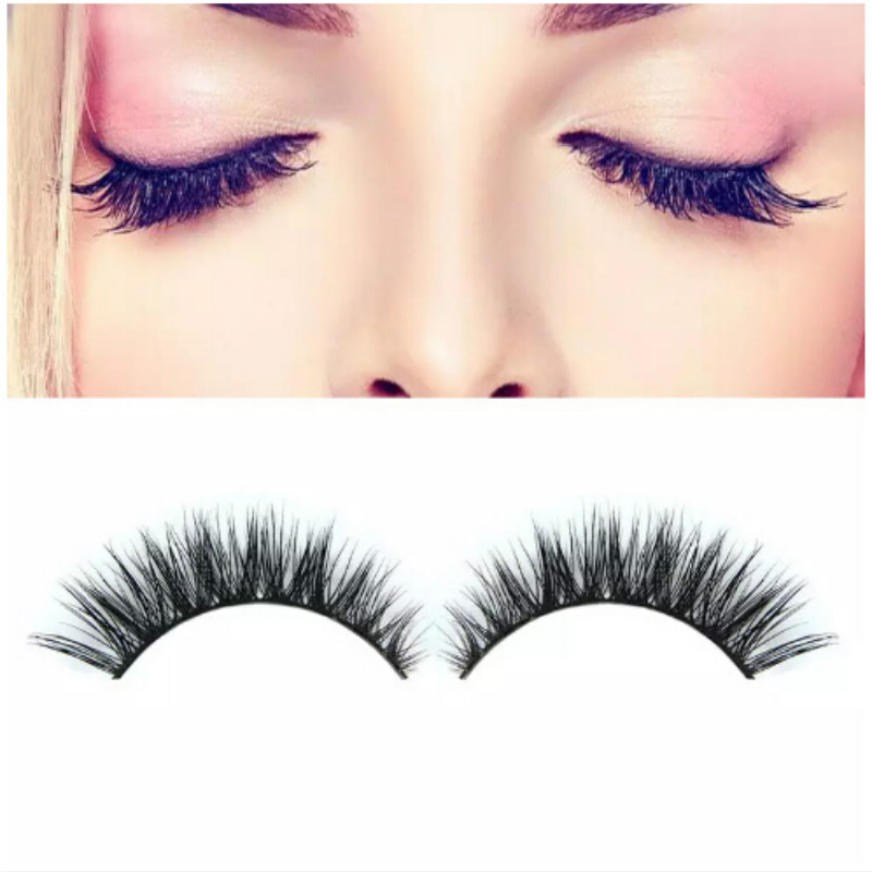 Wholesale High Quality 1Pair 3D Natural Bushy Cross False Eyelashes Mink Hair Handmade Eye Lashes 12 mm Charming Eyelash Extensions
