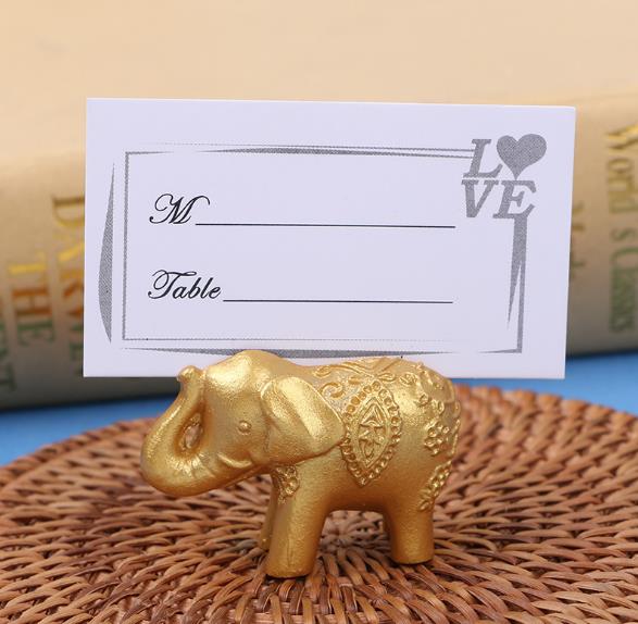 

Golden Silver Resin Lucky Elephant Place Card Holder Wedding guests name holders wholesales 50pcs lot free shipping
