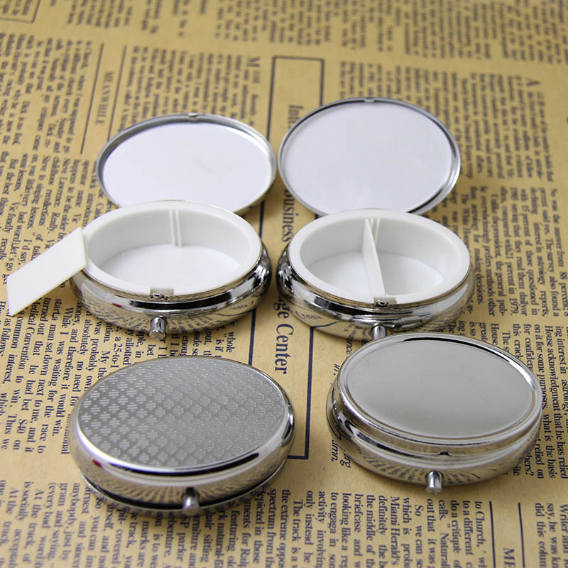 

Wholesale 10PCS OVAL Blank Pill Boxes Metal Organizer Box of Medicine Customized DIY Promotion Gifts - Free Ship