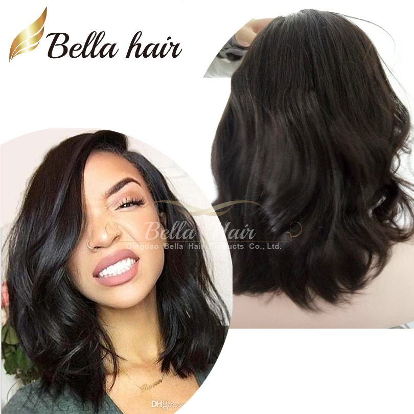 

100 Virgin Remy Full Lace Human Hair Wig Charming Mid-Length BOB Loose Wavy Sale Deals Lace Front Wigs Natural Hairline, Natural color