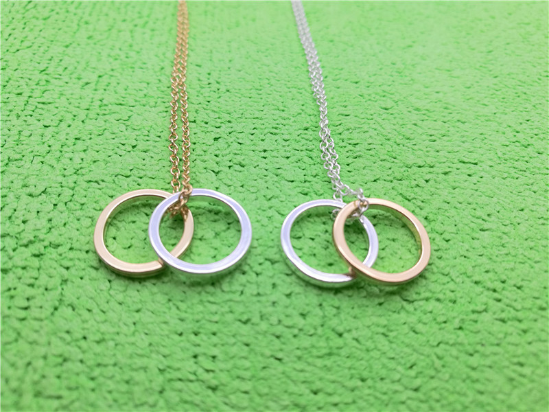 

10PCS- N141 Hollow Outline Open Two Circles Necklace Simple Double Circle Necklace Geometric Circle Round Necklaces for Women