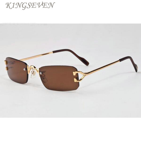 

2020 vintage retro fashion sunglasses rimless clear glasses men eyewear gold silver metal frame buffalo horn glasses with box and case