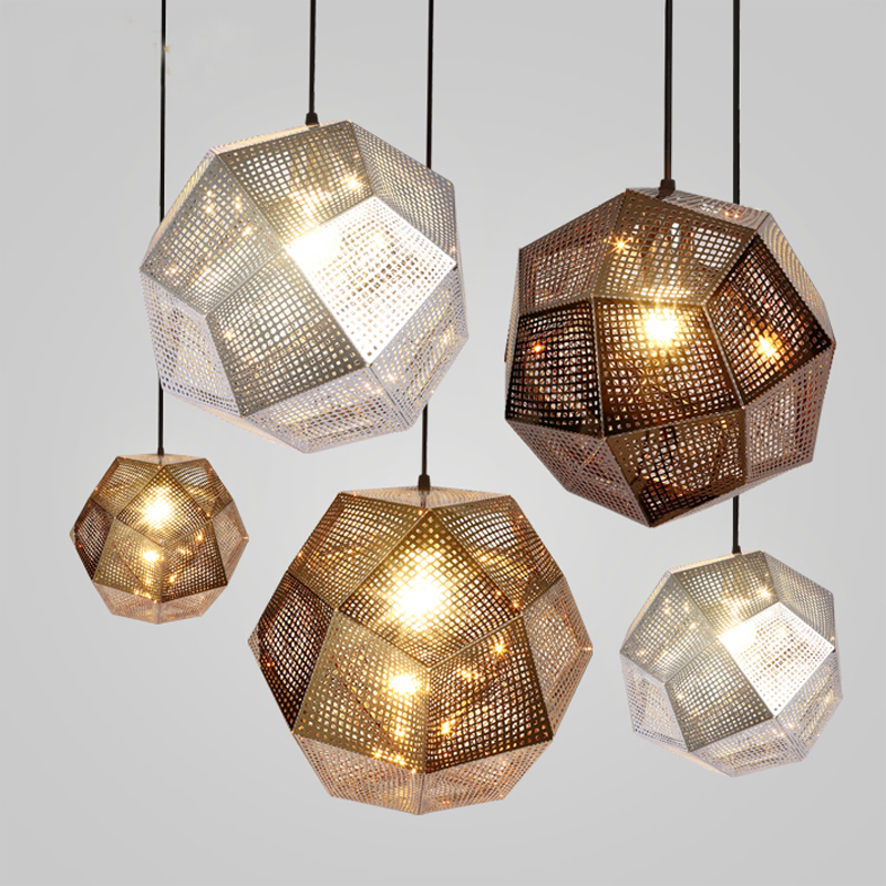 Mode Art Métal pendentif boule de lumière Géométrie barre polyédrique en acier inoxydable polyédrique personnalité Pendentif Lampe Lustre Art