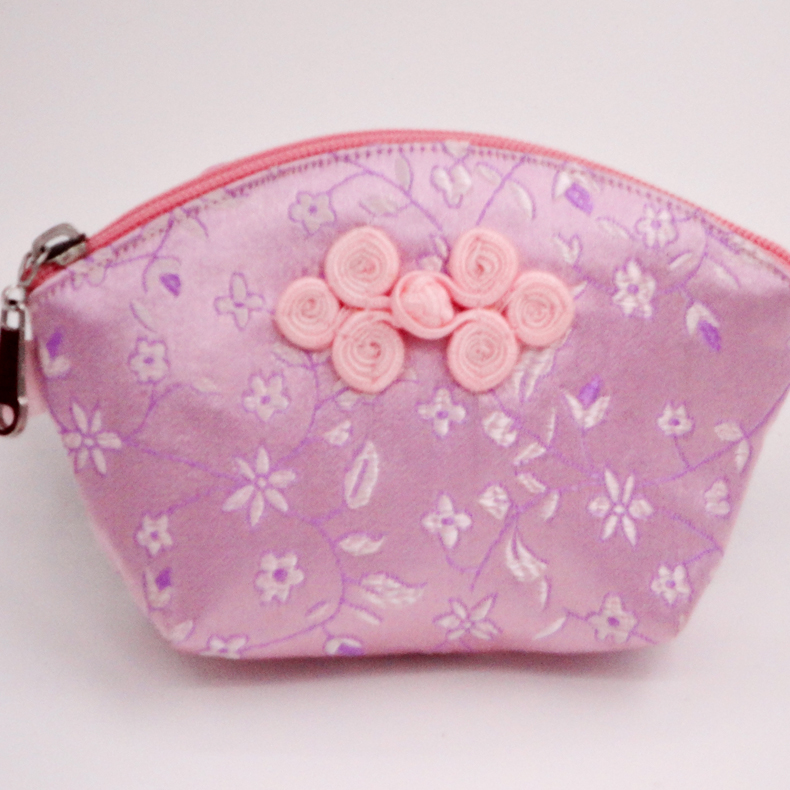 

Chinese knot Small Zipper Shell Coin Purse High End Silk Brocade Jewelry Gift Bag Candy Favor Bags Lipstick Makeup Mirror Storage Pouch