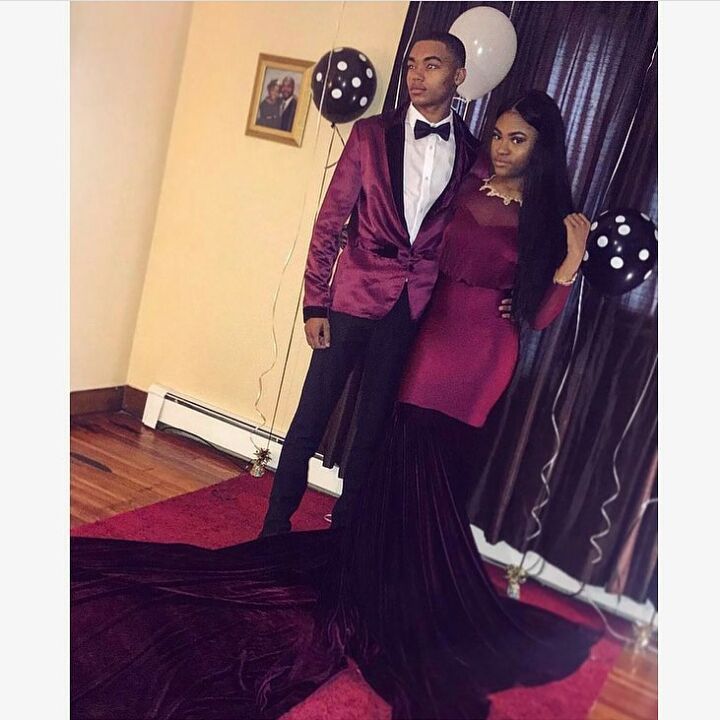 

Burgundy Jersey Mermaid Girls Prom Party Dresses Illusion O-Neck Sheer Long Sleeve Formal Dresses Open Back Graduation Gowns abendkleider, Dark navy