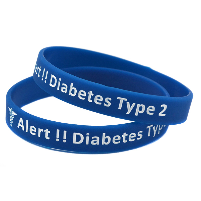 

1PC Diabetes Type 2 Silicone Rubber Wristband Carry This Message As A Reminder in Daily Life