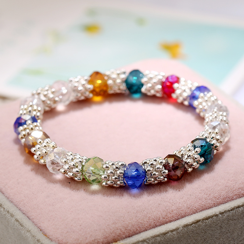 

Jewelry Rainbow Charm Strands Bracelet Newest Crystal Beads Bangles Candy snowflake Shiny Bracelets For Women Friendship Pulseras