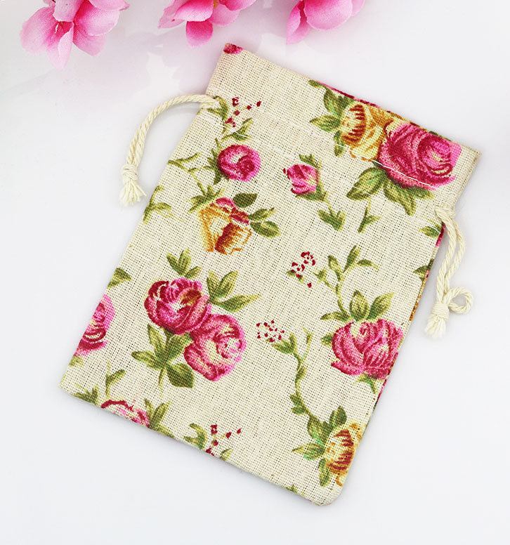 

Rose Flower Linen Jewelry Gift Bag 9x12cm 10x15cm 13x17cm pack of 50 Birthday Party Wedding Drawstring Pouch sack239r