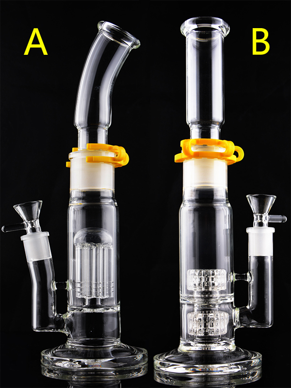 

Two styles removeable with plastic clip bowl thick glass bongs water pipes dab rig oil rigs recycler heady hookah percolator
