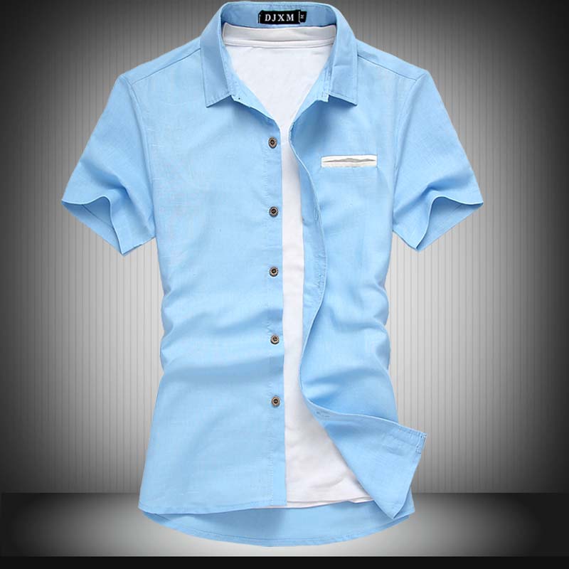 

Wholesale- Plus Sizes 6XL(chest 50 inch) Man Shirts New Summer Style Fashion Linen Shirt Larger Size brand clothing men shirt camisa social, Black short sleeve