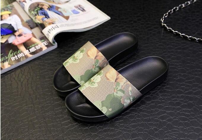

2017 mens/womens fashion flower animal printing leather slide sandals boys/girls outdoor beach rubber slippers, Web black