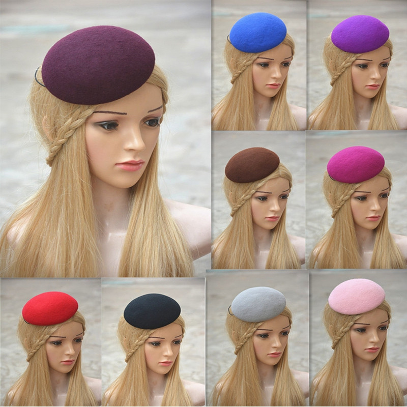 

Circle Wool Felt Pillbox Beret Hat Millinery Fascinator Base Cocktail Party Hat DIY Craft Making A263, Purple