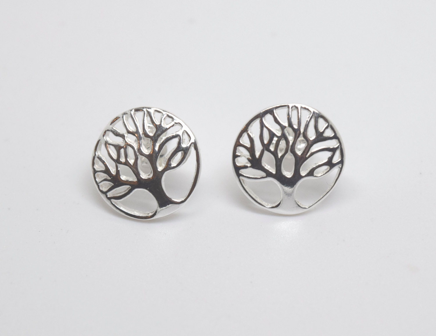 

30Pair Simple Family Tree of Life Earring Round Circle Christmas Plant Tree Stud Earring Palm Prata Chakra Tree Earrings