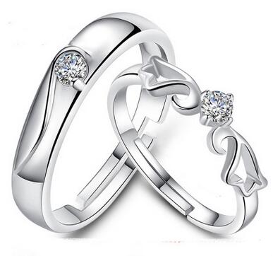 Nouvelles bagues de fiançailles pour Couple 925 Sterling Silver Love Couple Bague de mariage avec Cristal 20 pcs Livraison Gratuite