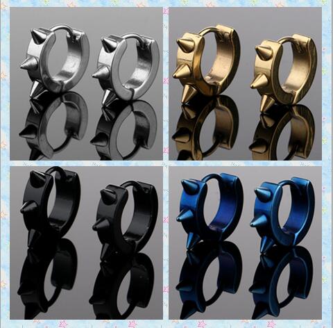 

2017 hot Selling Punk 4mm Stainless steel rivet Stud earrings for men Earrings The ear clip Titanium earrings Gold silvery black Blue