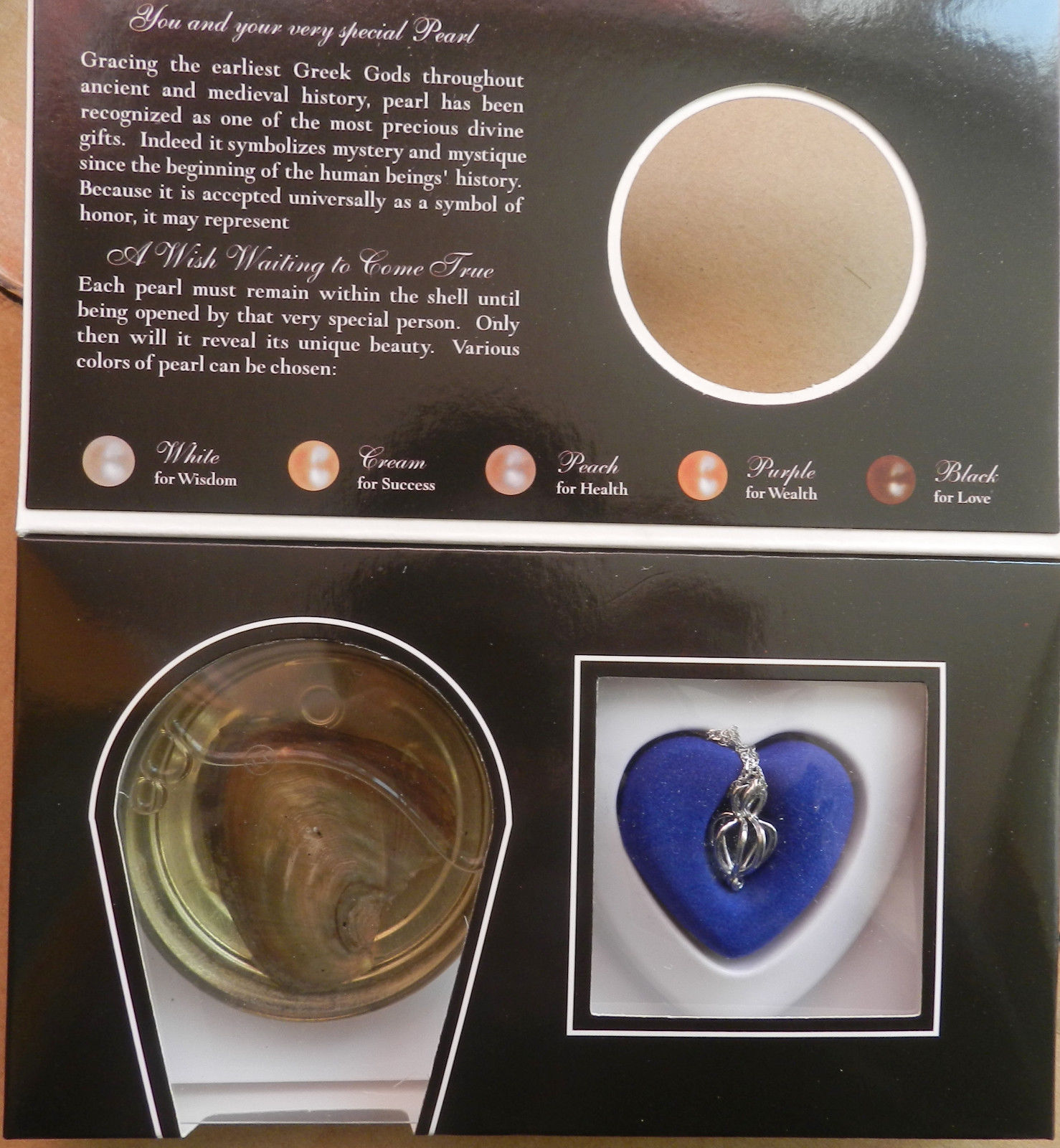 

holiday gift black flower wish Pearl necklace set oyster drop pendant 17, Silver