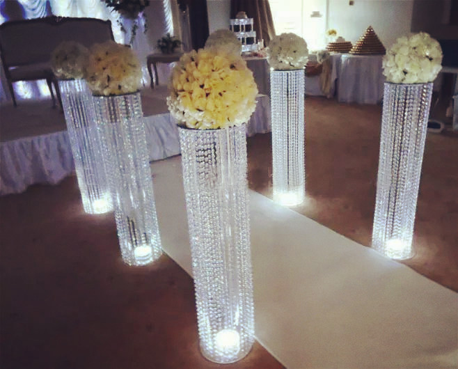 

wholesale acrylic crystal new aisle stands /walkway stand / wedding crystal pillar for weddings