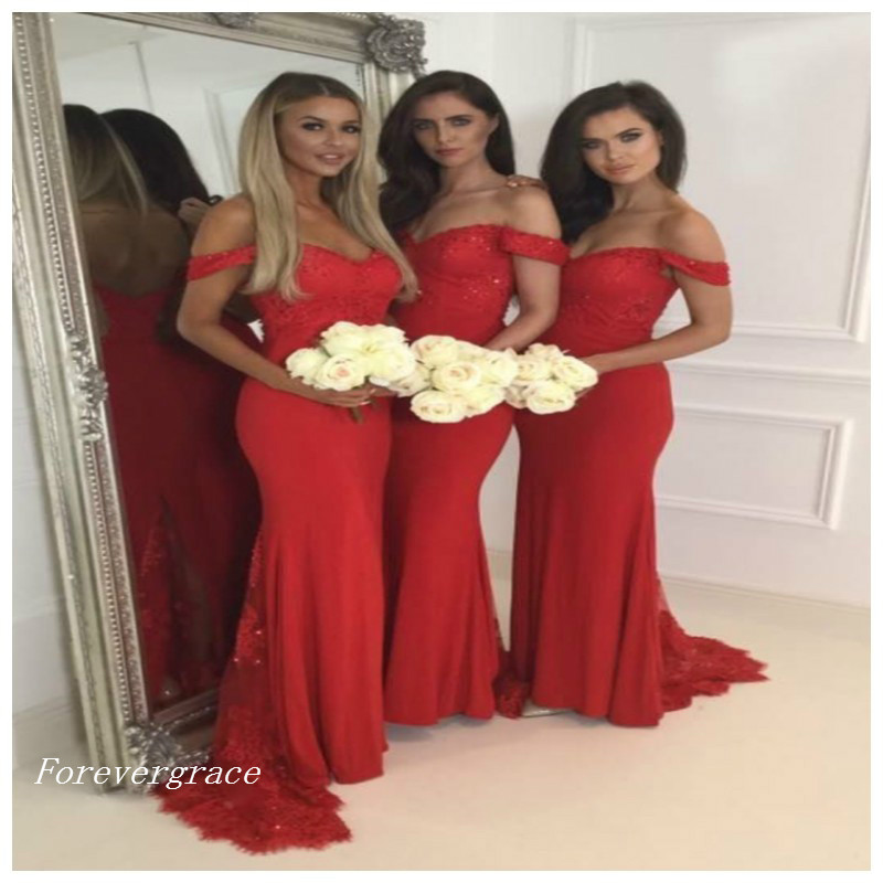 

Cheap Off-the-shoulder Bridesmaid Dress Mermaid Sleeveless Backless Long Formal Maid of Honor Gown Plus Size Custom Made