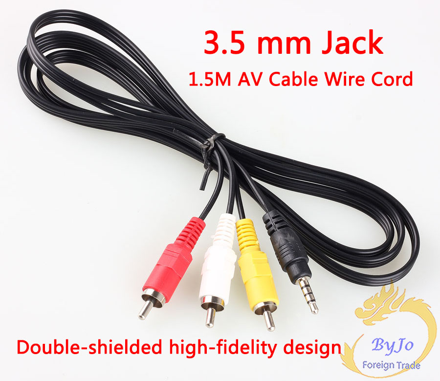 

3.5 mm Jack to 3 RCA Male Plug Adapter Audio Converter Video AV Cable Wire Cord 1.5M