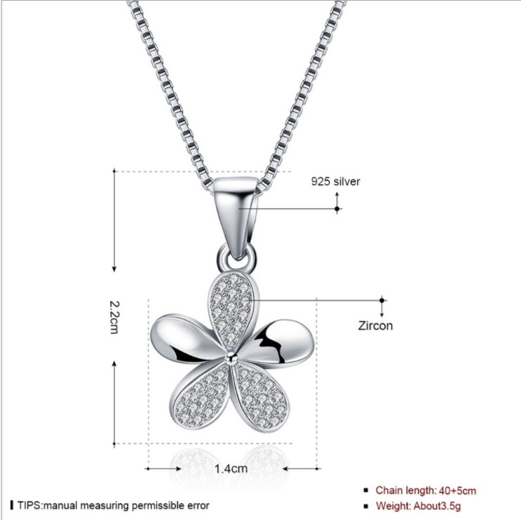 2017 NEW Real Sale 925 Sterling silver Summer Eiffel Tower Necklace Of Small Flowers Fit Original Fashion Jewelry Fine Sweater Chain Woman