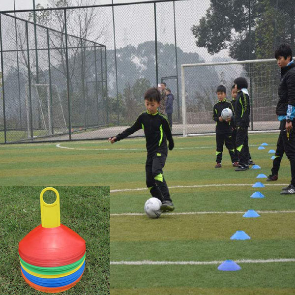 

10pcs Space Markers Cones Soccer Football Rugby Equipment 19cm Soft PE Training Cross Logo Plate for Schools & Clubs, Random color