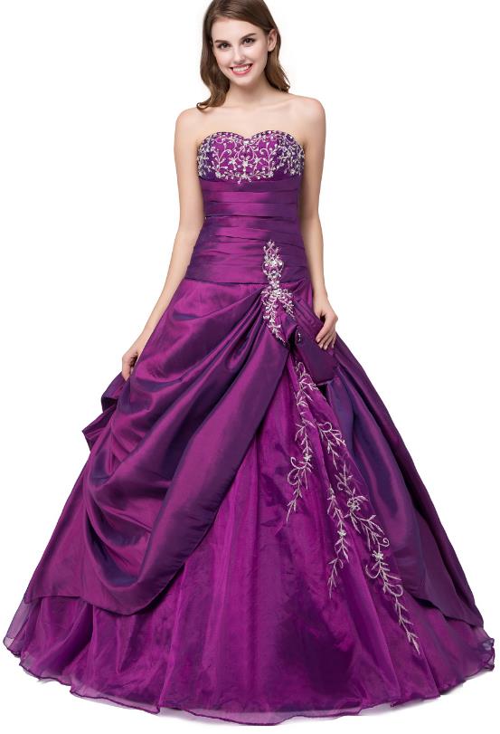 Grape Purple Quinceanera Dresses Cheap 2017 Embroidery Real Photo Sweet ...