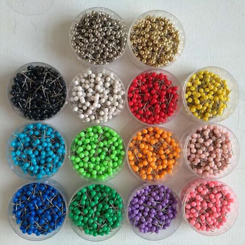 

1/ 8 Inch Small Map Push Pins Map Tacks, Plastic Head with Steel Point, 100 pcs/set, 14 colors for option