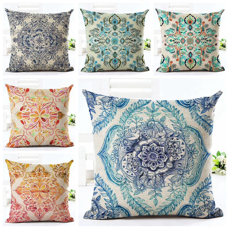 

rustic floral cushion cover shabby chic ethnic home decor boho sofa bed throw pillow case vintage fundas cojines, 10