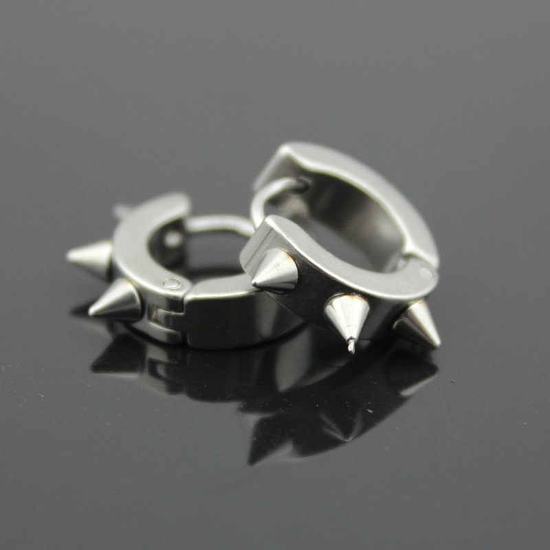 

Hot Wholesale Men Women Fashion Punk stainless steel Rivet Ear Studs Gothic Hoop Earrings Cute Jewery