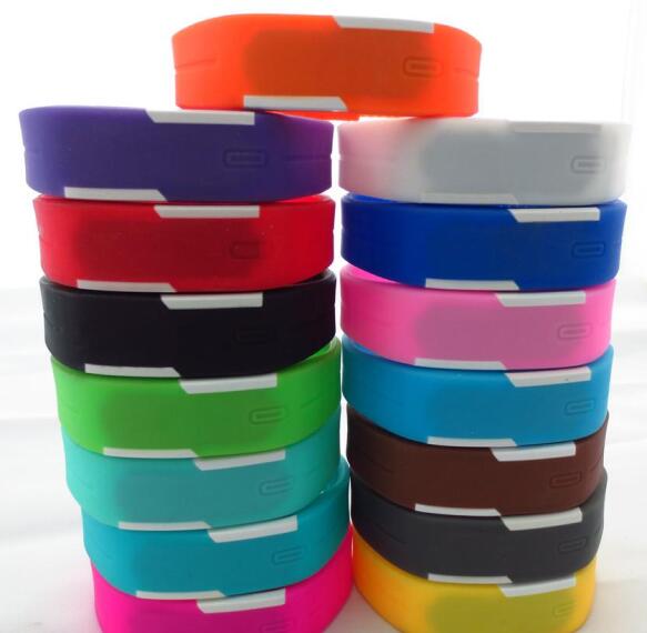 

Wholesale-100pcs/lot Mix 14colours Sports led Digital Display touch screen watches Rubber belt silicone bracelets Wrist watches LT011, Mix 14colors