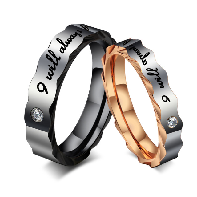 

Meaeguet Lovers Ring His and Hers Stainless Steel 'I Will Always Be with You' Couples Promise Rings Engagement Wedding Bands CR-004