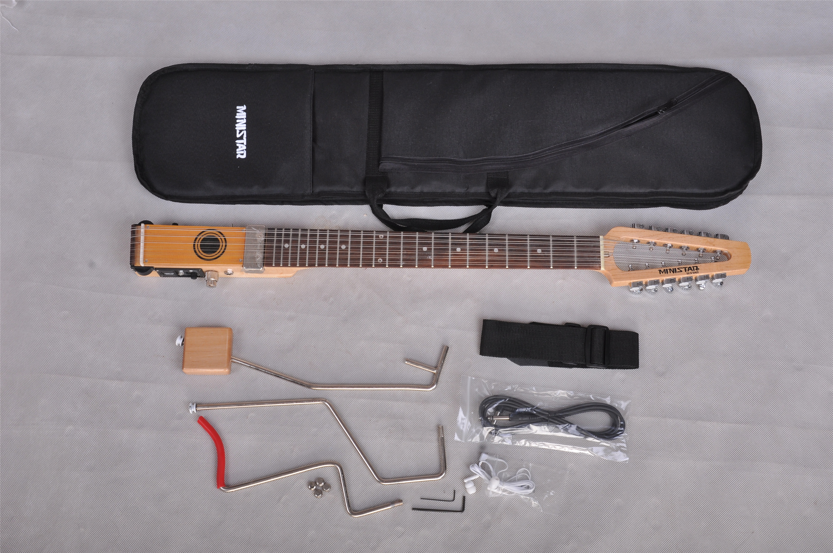 

In Stock -Mini star Folkstar travel Electric guitar with carrying bag, Mini Portable Silent Guitar,Wholesale