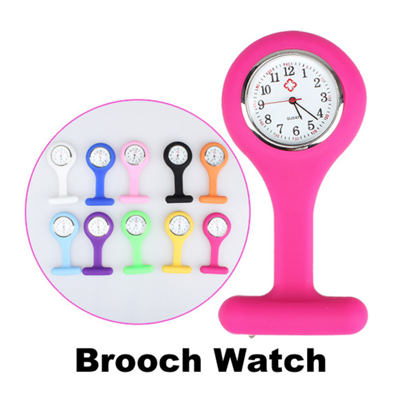 

Christmas Gift Nurse Watch Silicone Clip Pocket Watches Fashion Nurse Brooch Fob Tunic Cover Silicon Watches, Random colors