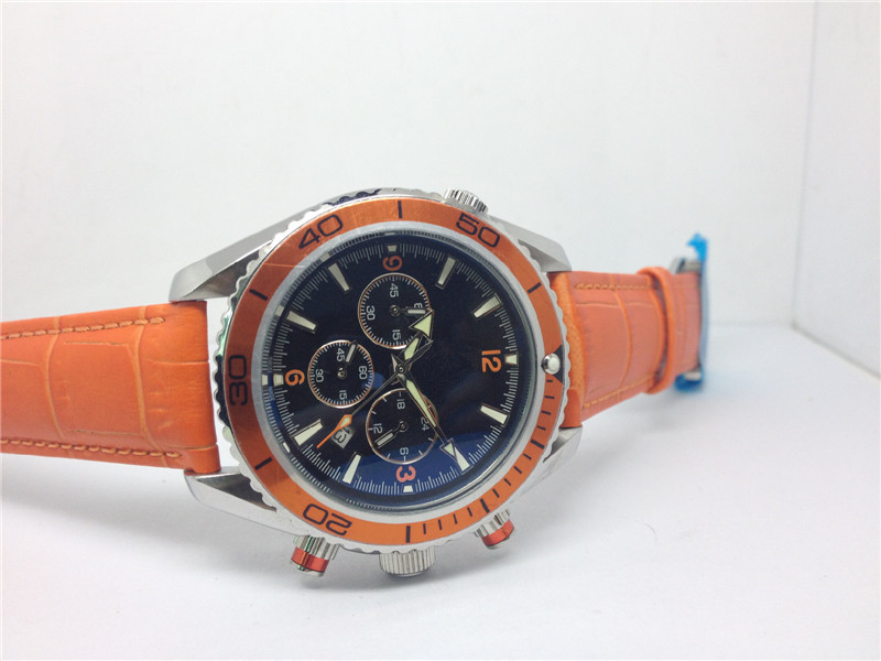 

Hot sale Automatic watch MALE watches mechanical stainless Man wrist watch orange leather strap 322, Black face