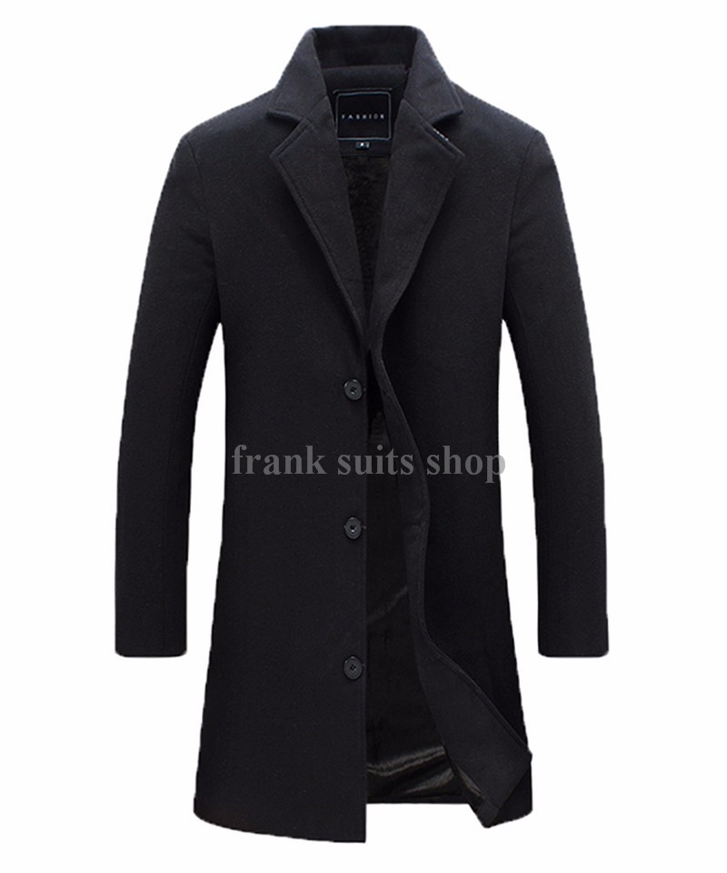 

Wholesale- Custom made Men's Wool Jackets Spring Autumn winter Brand Men Woolen Coats Middle Long Jackets And Coats Mens Warm coat, As photos showed